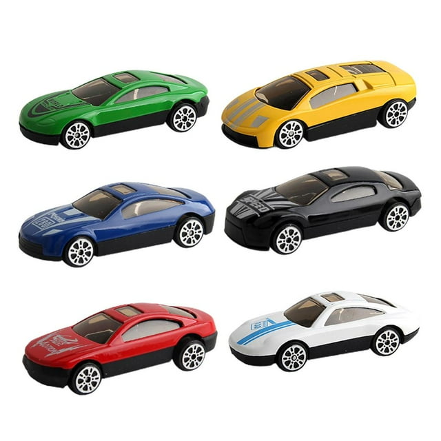 Set de mini coches de carreras a escala 1:72, vehículos de carreras deslizantes de metal fundido a presión, juguetes educativos. 6 piezas