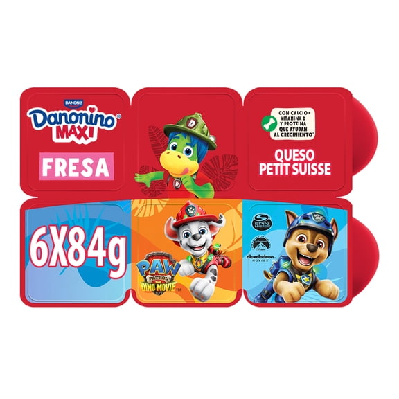 Queso petit suisse Danonino Maxi fresa 6 pack 84 g c/u