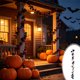 thumbnail image 1 of Guirnalda de hojas de arce artificiales negras con calabaza de ratán y bayas para decoración de chimenea y ventana de Halloween, 1 of 6