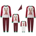 thumbnail image 1 of Conjunto de pijama navideño familiar a juego, camisetas de manga larga con estampado de renos y pantalones a cuadros. Ropa de dormir navideña., 1 of 9