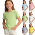 thumbnail image 1 of LLYWEY Camisetas Acanaladas para Niñas, Camisetas Básicas Ajustadas de Cuello Redondo, Camisetas Casuales Sueltas de Manga Corta Rosas 9 Años, 1 of 9