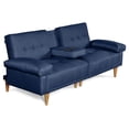 thumbnail image 4 of Sofá Cama Makora Hendrix BeeHybrid Lino Azul (Resorte Pocket + Memory Foam) Reclinable 3 Posiciones con Portavasos, 4 of 9