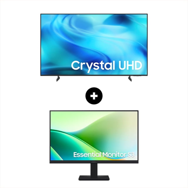 Combo TV Samsung 43" Crystal UHD U8500HF 4K Vision AI + Monitor 24'' Essential S3 Full HD 120Hz Black