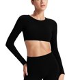 thumbnail image 3 of TaTaai Womens Long Sleeve Cutout Yoga Top Fitted Workout Shirt Breathable Running Training Tight Fit Fitness Sportswear Gift, 3 of 9
