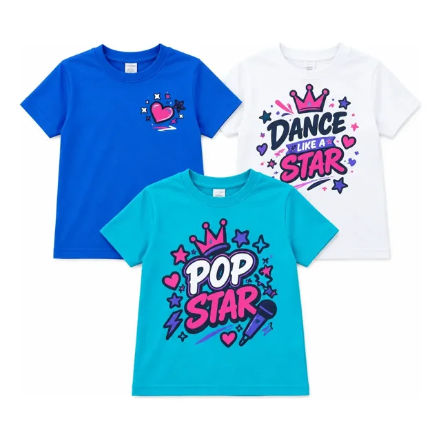 Pack 3 Playeras para Niña Estampadas Algodón Tallas 4 a 8