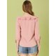 thumbnail image 5 of Allegra K Blusa de lunares de verano de media manga con cuello con volantes para mujer Rosa XL, 5 of 6