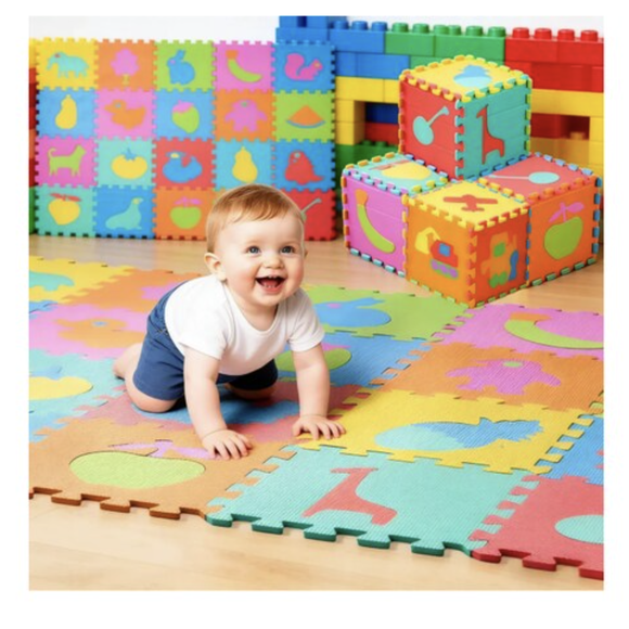 Tapete para Piso de Foamy Didáctico Modelo Multicolor 20 piezas Modelo Frutas