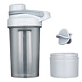 thumbnail image 2 of Protein Shaker Bottle 500ml 17oz | Portable Sports Wobble Cup for Fitness | Leak Proof Flip Top Lid | Mixing Ball & Powder Box | Non-Slip Grip | Food Grade Plastic | Gray | 18x6.5cm, 2 of 7