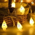 thumbnail image 1 of Xihbxyly Guirnalda de Luces de Halloween con Forma de Fantasma, Funciona con Pilas, para Uso En Interiores y Exteriores, Decoración para Fiestas de Halloween, 10 Luces Led, Flexible para Patio, Venta, 1 of 4