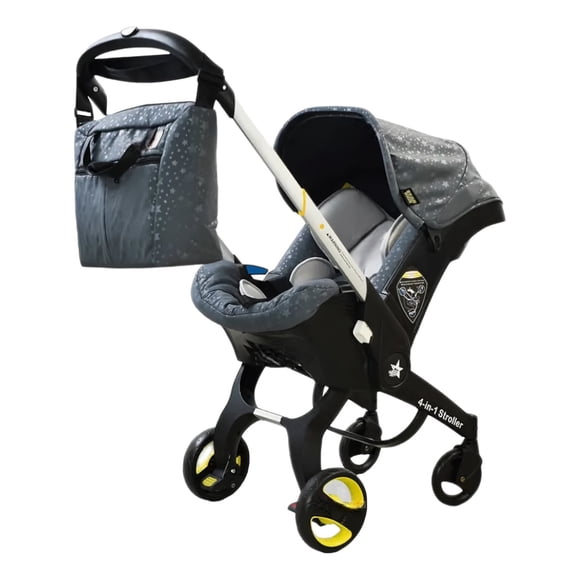 Carriola Para Bebé Starkids Polux Convertible Con Pañalera Gris Estrellas