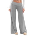 thumbnail image 1 of Amzcrzy Pantalones Palazzo Mujer Anchos Cintura Alta Cómodos Holgados Elegantes Casuales Verano Playa Ligeros Sin Costura Delantera Suaves Elásticos Con Bolsillos Tallas S-2XL Gris, 1 of 7