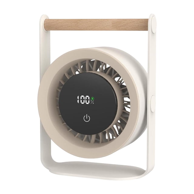Ventilador de escritorio con control remoto de 100 velocidades | Ventilador de mesa compacto y portátil con indicador de batería digital | Ventilador silencioso y de bajo consumo, recargable