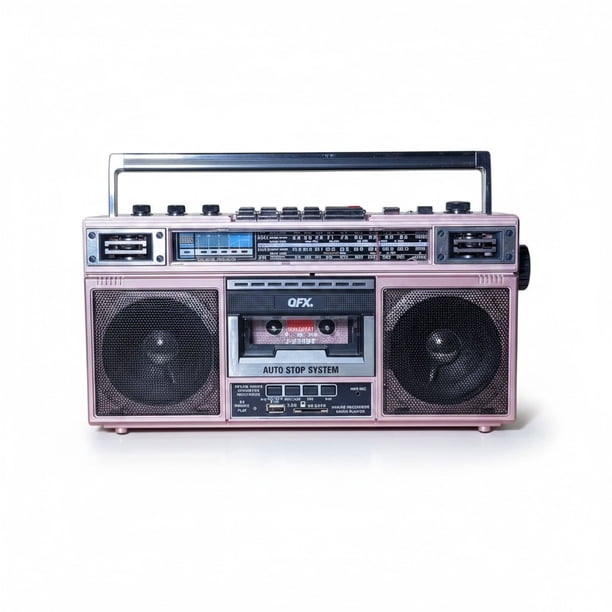 Radiocasetera QFX Rosa Bluetooth con Conversión a MP3 y Ecualizador de 3 Bandas Am/Fm
