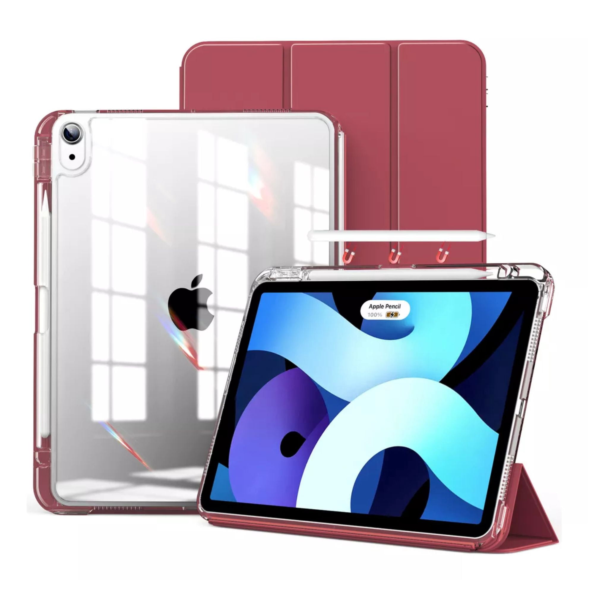 Funda Para iPad 7th/8th/9th 10.2 Smart Cover Con Soporte Color Rojo