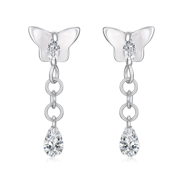 Arete de Mariposa y Concha Bañado en Plata | Walmart en línea