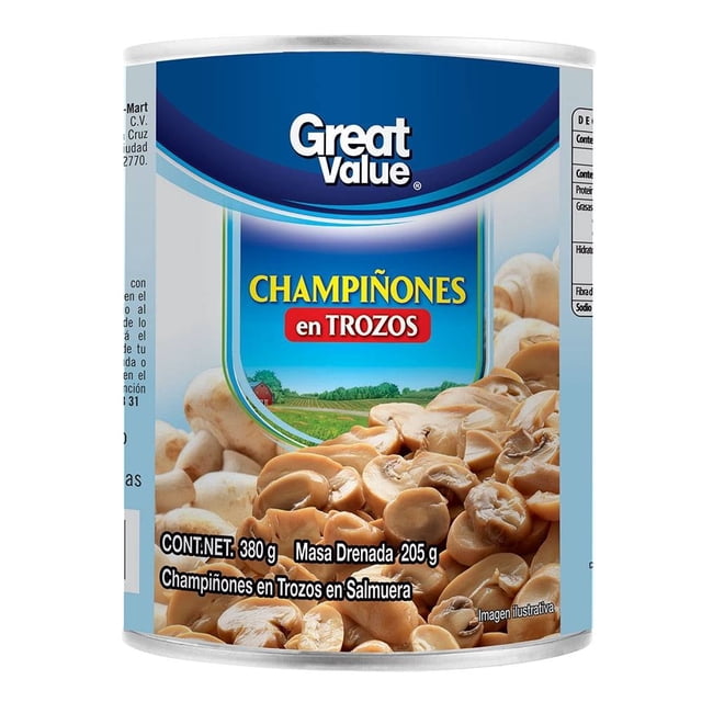 Champiñones Great Value trozos en salmuera 380 g