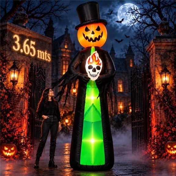 Inflable Halloween Hombre Calabaza Fantasma Gigante 3.6m Led