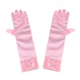 thumbnail image 4 of FELTECHELECTR 1 par de guantes largos de satén con lazo para niña de las flores, para boda, fiesta de noche (rosa), 4 of 6