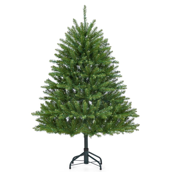Árbol de Navidad Artificial - 200 Luces LED de Colores, 638 Ramas Realistas de PVC/PE, 8 Modos de Iluminación, Montaje Fácil, Base Metálica y Pedal Plegable, Para Hogar u Oficina, Tamaño: 4.5FT