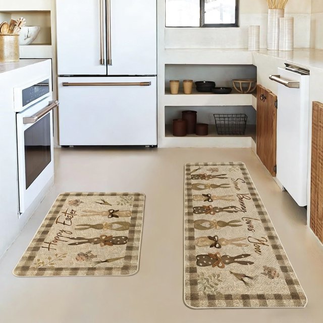 CaiYueKe Easter Non-Slip Kitchen Floor Mat Set Washable Soft Comfort Rug Anti-Fatigue Home Decor Bathroom Entryway Living Room Carpet Pad Gripper Mats