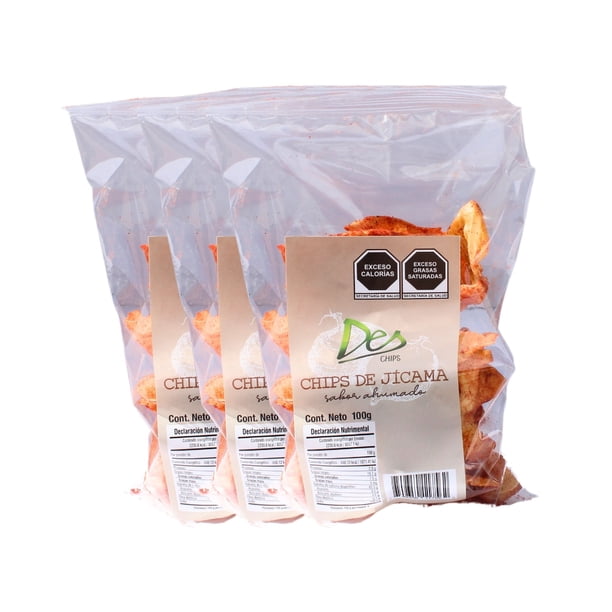 300 gr de Chips Botana de Vegetales Horneados Deshidratados, Libres de Glúten, Veganas x 3 Bolsas de 100 gr cada una - Sabor Jícama Ahumada
