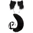 thumbnail image 1 of Faux Tail Fox Furry Fácil De Usar Orejas De Clip Para Mujeres Adolescentes Halloween Negro Sunnimix orejas de zorro y tai, 1 of 7