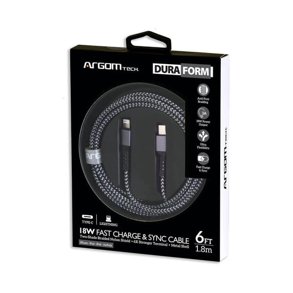 Cable TIPO-C a Lightning Argom Tech 1.82 m Negro