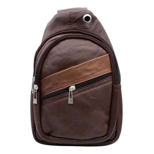 Mochila Cruzada Mariconera Pechera Hombre Piel Cuero chocolate