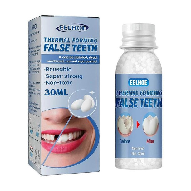 EELHOE Moldable Tooth Filling Repair 30ml DIY Natural Filling False Teeth Beads for Chipped, Cracked