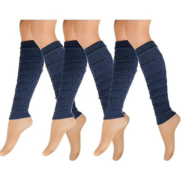 Calentador Para Piernas Mujer Algodón Suave Invierno Frio 3 Piezas Azul Marino Unitalla