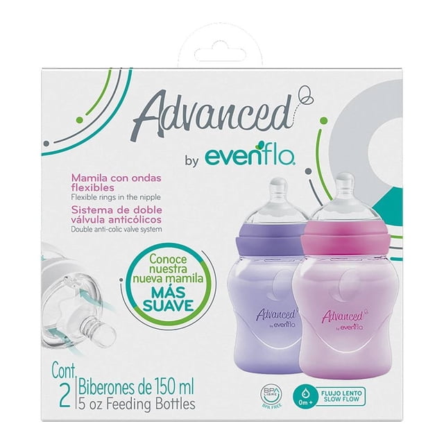 Biberón Advanced by Evenflo Bold Niña Flujo Lento 5 oz 2 Piezas