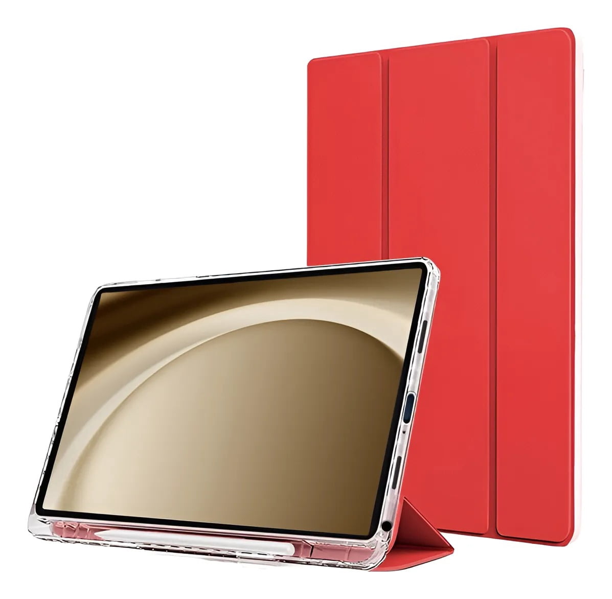Funda Protectora Transparente Smart Cover para Samsung Galaxy Tab A9 (8.7 Pulgadas) - Estuche Carcasa Rígida Antigolpes y Cubierta Color Rojo.