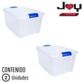 thumbnail image 3 of JOY - Caja de Almacenamiento Apilable, Pack de 2, para Organizador Armario, Juguetes, Ropa, con Broche y Tapa Duradera, 24 Litros de Capacidad, Plástico Libre de BPA, Transparente, 3 of 6