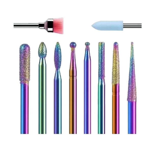 10 Piezas Brocas Para Uñas Limpiador De Cutículas y Taladro Malubero Brocas para Uñas