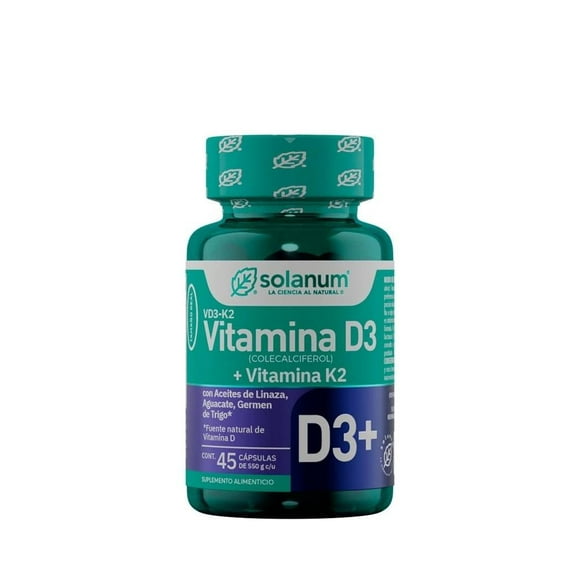 Suplemento alimenticio Solanum vitamina D3 + K2 45 capsulas de 500 mg c/u