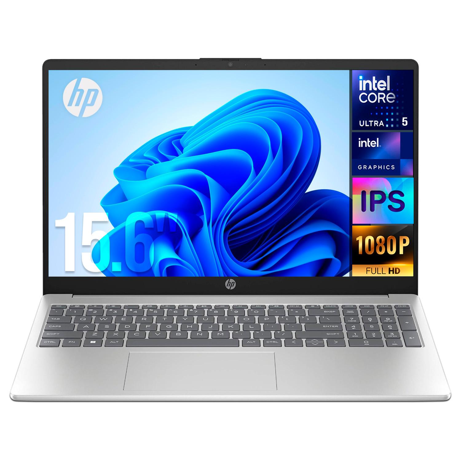 Laptop IA PC HP 15-fd2050wm Intel Core Ultra 5 225U NPU 8GB DDR5 SSD 512GB Pantalla 15.6" Touch FHD Windows 11 Teclado Ingles Plata