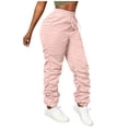 thumbnail image 1 of Amzcrzy Pantalones Cargo Mujer Color Liso Ligeros Senderismo Detalle Fruncido Cintura Elástica Cordón Cómodos Jogging Tallas S-2XL Rosa, 1 of 7