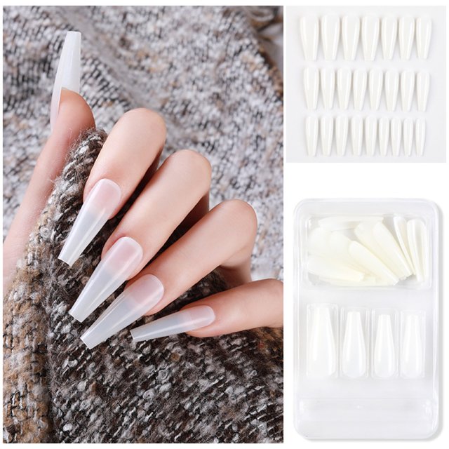 Uñas postizas a presión, regalo para mujer, 24 uñas postizas largas de cobertura completa, puntas de ataúd, manicura artística de bailarina, pegatinas para uñas.