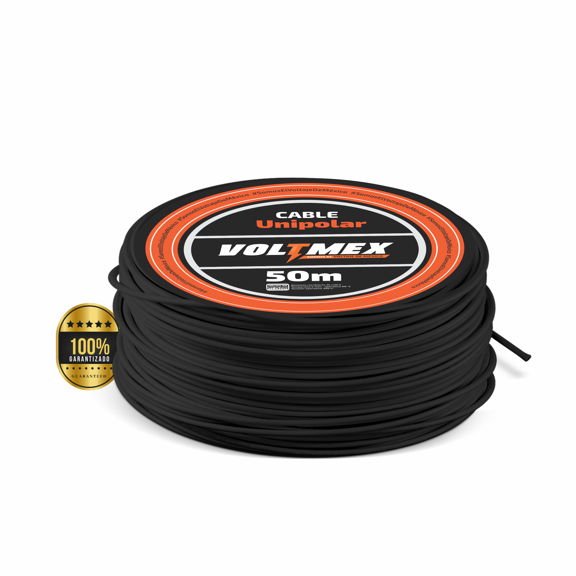 Cable Eléctrico Thw Calibre 12 rollo con 50 metros Voltmex Negro