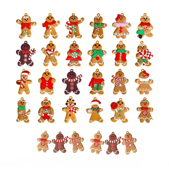 30pz Adornos De Hombre Jengibre Decoración Arbol Navidad Kit CAFE