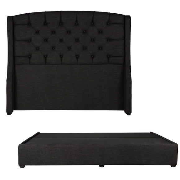 Box Base cama King Size + Cabecera Sitka negro DICASA