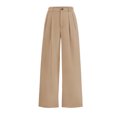 thumbnail image 5 of Amzcrzy Pantalones Vestir Mujer Color Liso S-2XL - Cintura Alta Elástica, Pliegues Frontales, Sin Cremallera, Bolsillos, Para Trabajo Marrón, 5 of 5