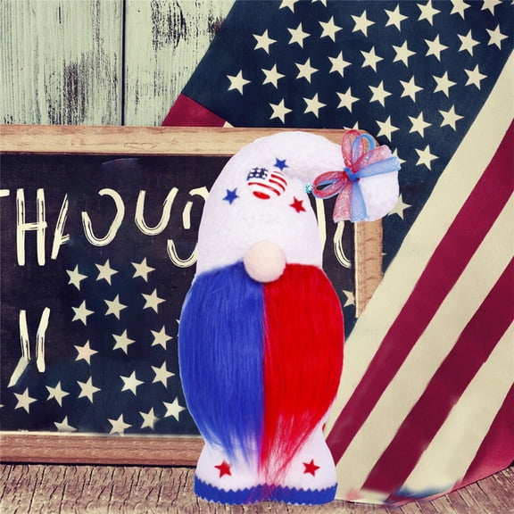 Gnomo de la Independencia | Decoraciones patrióticas del 4 de julio | Gnomo de tela rojo, blanco y azul para el hogar y la fiesta | Decoración navideña artesanal