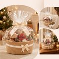thumbnail image 4 of Cesta de regalo de cuerda de algodón con asas, contenedor de almacenamiento tejido con lazo y bolsa de regalo transparente para regalos navideños., 4 of 7