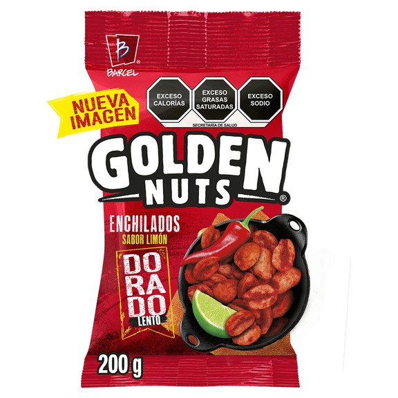 Cacahuates Golden Nuts fritos y enchilados sabor limón dorado lento 200 g