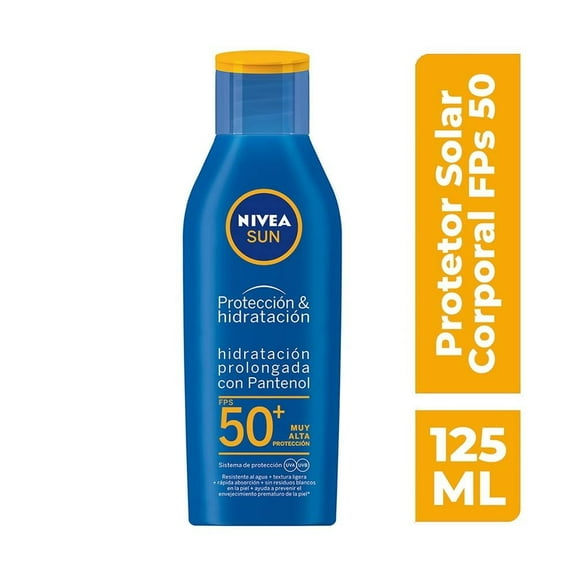 Protector solar corporal NIVEA Protect & Moisture resistente al agua FPS 50 125 ml