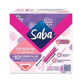 Tampones Saba V-Compact Súper Plus con Aplicador Compacto 10 Piezas