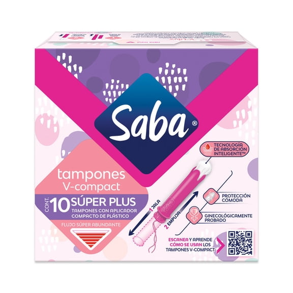 Tampones Saba V-Compact Súper Plus con Aplicador Compacto 10 Piezas