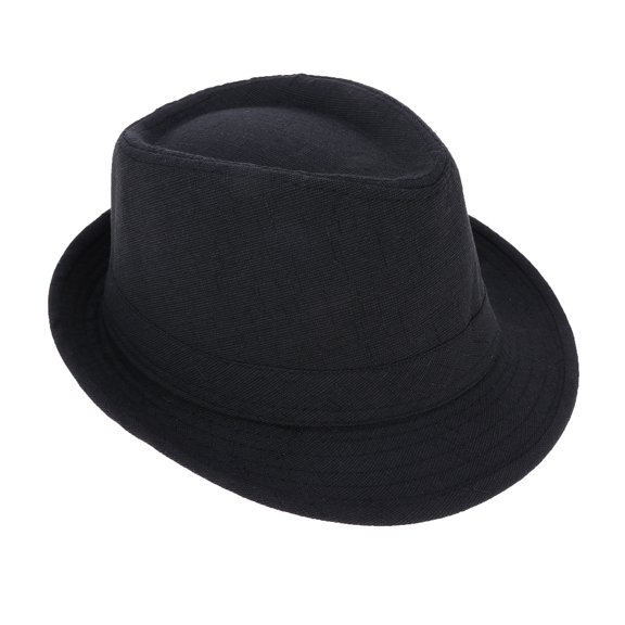 Sombrero Fedora Panamá Trilby de algodón y lino para hombre y mujer Negro