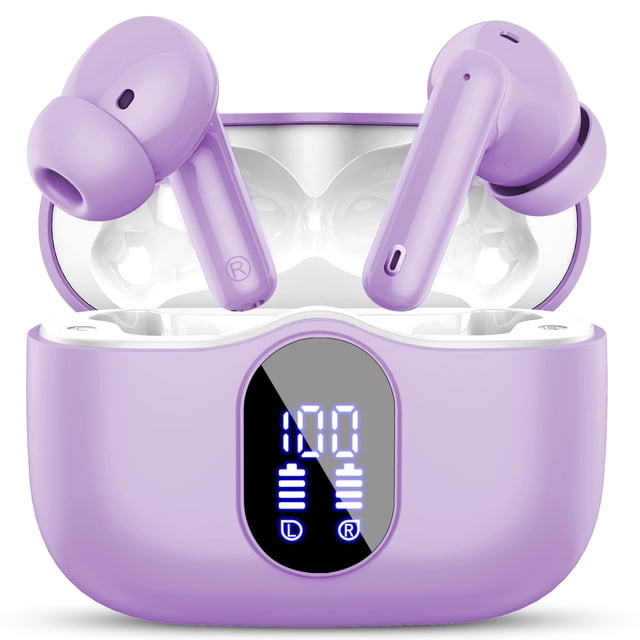 Audífonos Inalámbricos, Audífonos Bluetooth 5.4 Estéreo de Bajos, Audífonos con Micrófono con Cancelación de Ruido y Pantalla LED, 36H de Reproducción Audífonos Intrauditivos, Audífonos Deportivos Im